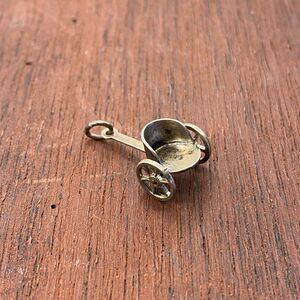 Vintage 925 Sterling Silver Pull Cart Rickshaw Wheels Move Bracelet Charm